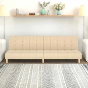 Dvivietė sofa-lova, kreminės spalvos, audinys kaina