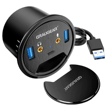 Šakotuvas GRAUGEAR USB 3.0 Tisch Hub mit Audio- und Mikrofonanschluss