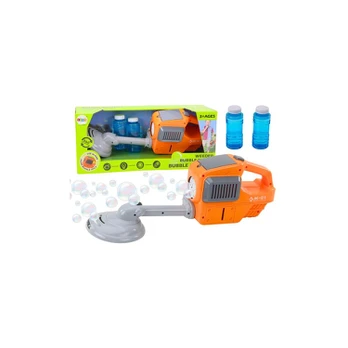 Lean Toys Soap Bubble Machine Lawn Mower Trimmer Two Liquids Oranžinis