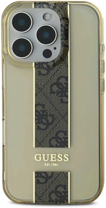 Guess IML Middle 4G Stripe Case, skirtas iPhone 16 Pro Max Brown