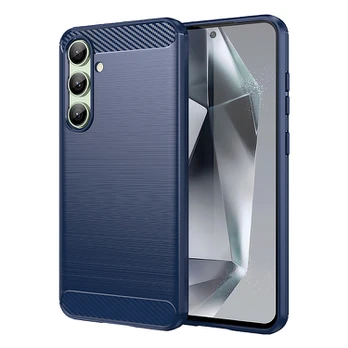 Hurtel silikoninis dėklas Carbon Case do Samsung Galaxy S24 FE - mėlyna