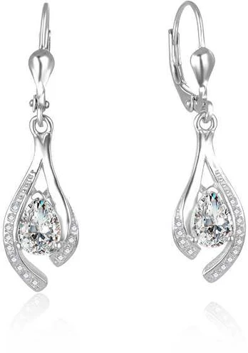 Beneto Beautiful sidabrinis earrings with clear zircons AGUC2693-W
