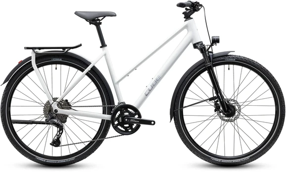 Dviratis Cube Kathmandu Pro Trapeze metallicwhite'n'chrome 2027-46 cm (Dydis: 46 cm)