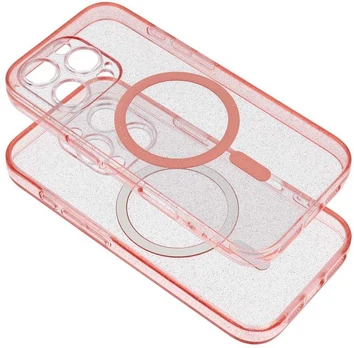 CLEAR MAG COVER case with camera protection compatible with MagSafe for IPHONE 14 pink glitter