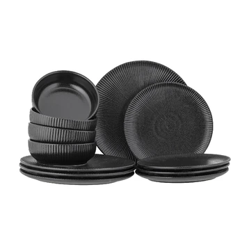 Bloomingville - Neri Dinnerware Set - Black - Stoneware