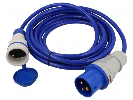 Extension lead | 3x2.5mm2 | Sockets: 1 | PUR | blue | 5m | 16A | EXTREM