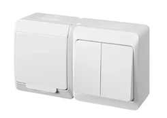 Elektro Plast SOCKET+2G.SWITCH HERMES IP44 Baltas kaina