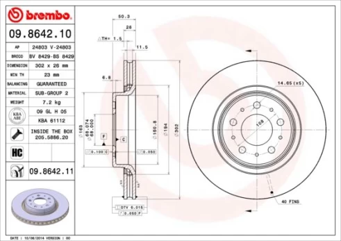 Stabdžių diskas BREMBO 09.8642.11