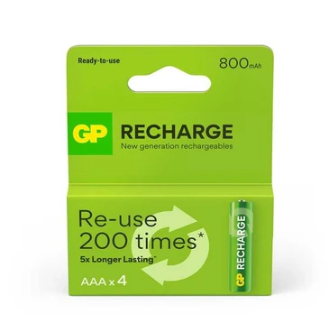 Įkraunami elementai GP RECHARGE AAA, 800mAh, 4 vnt.
