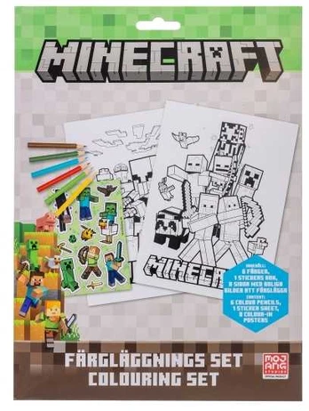 MINECRAFT, Coloring set w/6 col. pencils, sticker