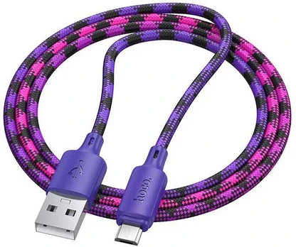 Cable USB A to Micro USB Hoco 2,4A 1 m X116 gradient violetinė