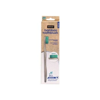 SENCE dantų šepetėliai BAMBOO MEDIUM GREEN, 3 vnt.