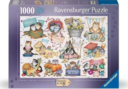 Ravensburger Dėlionė 1000 Pašėlusių kačių kalendorius