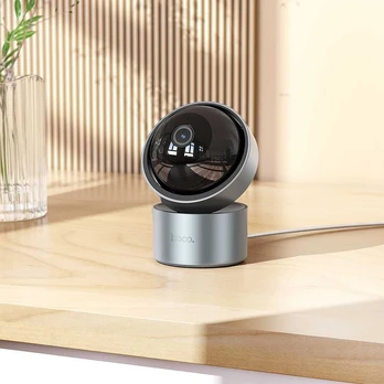 HOCO indoor camera adjustable in two planes with night mode Full HD D5 sidabrinis
