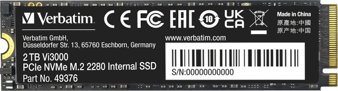 SSD Verbatim Vi3000 2TB M.2 2280 PCI-E x4 Gen4 NVMe (49376)