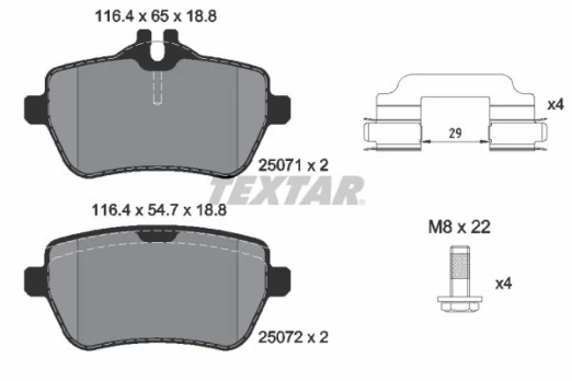 TEXTAR 2507103 Brake pad set