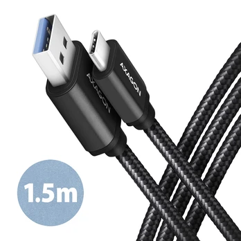 Kabelis Axagon BUCM3-AM15AB, USB Type C/USB-A, 1.5 m, juoda