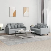 Sofa Sofos komplektas su pagalvėlėmis, 2 dalių, pilkas, audinys kaina