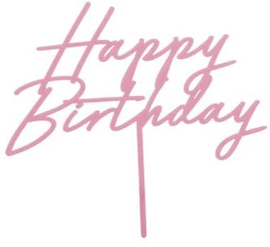 Party Deco Lys rosa kagepynt Happy Birthday