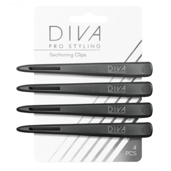 Diva Pro Styling Sectioning Clips Segtukai, Black