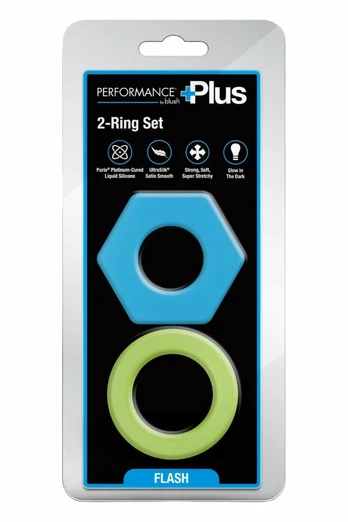 PERFORMANCE PLUS Flash Dual Silicone Ring Set Glow-in-the-Dark