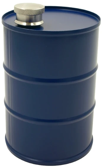 Mėlyna statinės formos metalinė gertuvė, 600 ml