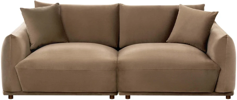 Beliani Trivietė sofa JUBEK, ruda, veliūrinė