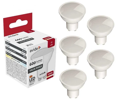 Avide LED lemputė 7W GU10 3000K 5vnt