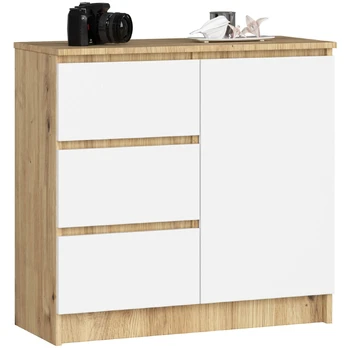 Komoda JERRY K80, ąžuolo artisan/balta