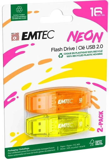 Emtec USB2.0 C410 16GB Neon 2 pcs