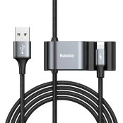 Kabelis Baseus Special Data Cable Backseat Usb To Lightning + 2X Usb Hub Juodas (Calhz-01) kaina