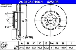 ATE 24.0125-0196.1 Brake Disc