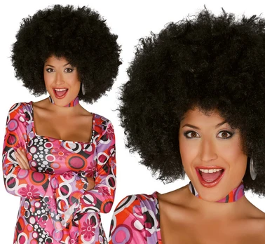 Juodas afro stiliaus perukas moterims