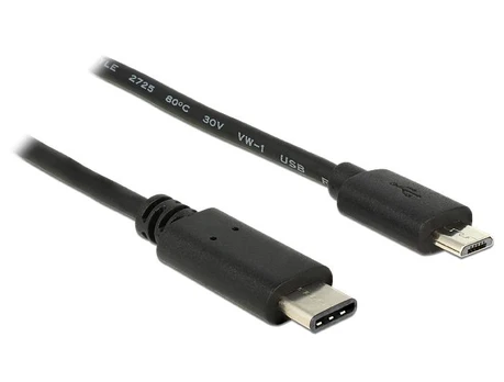 KABELIS USB-C(M)->USB MICRO(M) 2.0 0.5M JUODA DELOCK