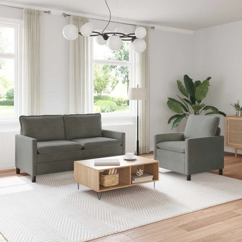 Sofa Sofos komplektas 2 pcs Šviesiai pilka Audinys