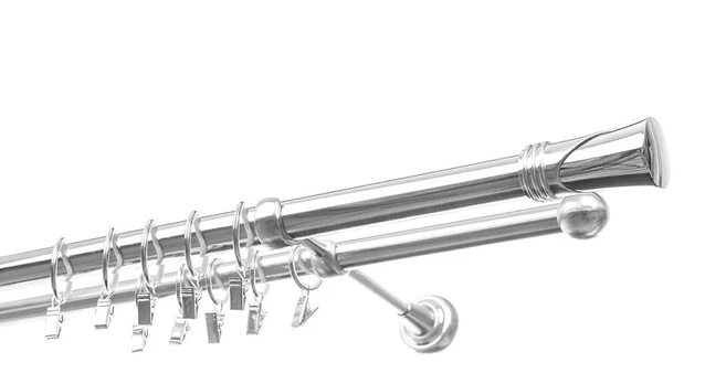 Dvigubas karnizas 25 mm + 19 mm APOLLO, 250 cm, nerūdijančio plieno