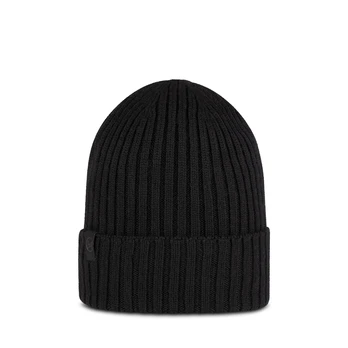 Buff Norval Merino Wool Knitted Hat Black Žieminė kepurė