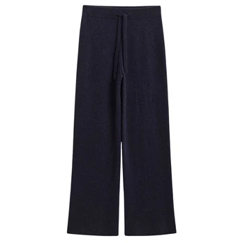 Laisvalaikio kelnės moterims, Mėlyna, Wool cashmere knit pants