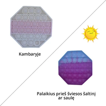 Silikoninis žaislas POP - IT, aštuoniakampis keičiantis spalvą