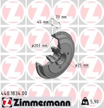 Stabdžių būgnas ZIMMERMANN 440.1834.00
