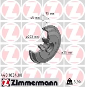 Stabdžių būgnas ZIMMERMANN 440.1834.00 kaina