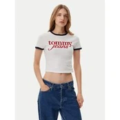 Tommy Jeans Marškinėliai Script Ringer DW0DW20631 Écru Slim Fit