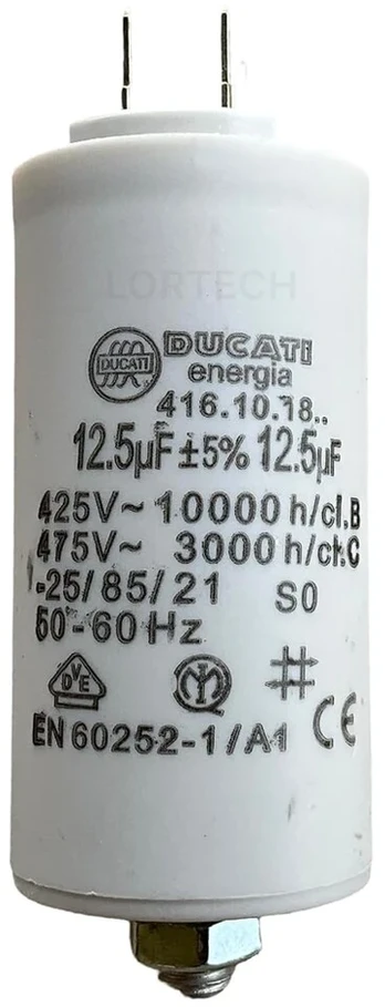 Variklio kondensatorius 12.5µf, 24v Dc, polipropileno, stačiakampis