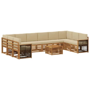 Lauko sofos komplektas su pagalve 8 pcs Natūrali