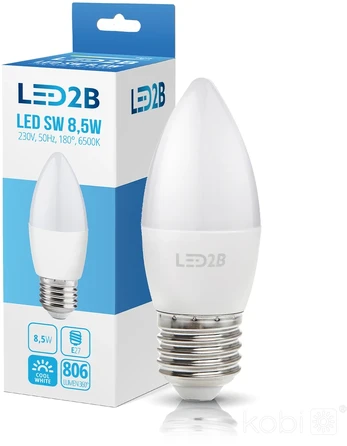 9W LED lemputė SW, E27, balta, 6500K, 180°