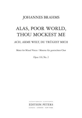 Motet Op.110 No. 2: Alas, Poor World/Ach, arme Welt