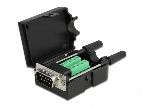 Delock Adapteris Sub-D 9 Pin Stecker zu Terminalblock 10 Pin mit Gehäuse