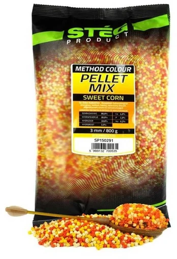 Peletės STEG Method Pellet Mix 3mm 800g - Saldus kukurūzas