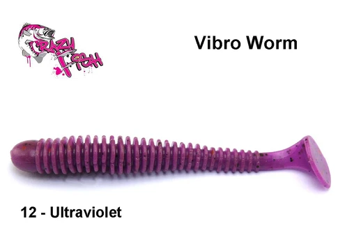 Guminukas Crazy Fish Vibro Worm Ultraviolet 8.5 cm