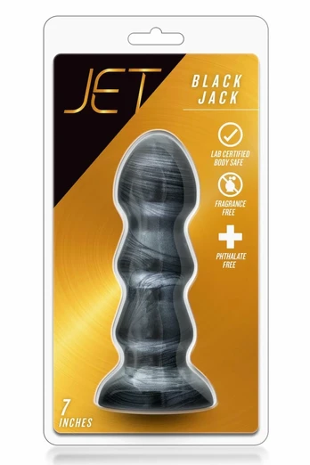 JET BLACK JACK Carbon Metallic Black 7" Intimate Plug Flexible PVC